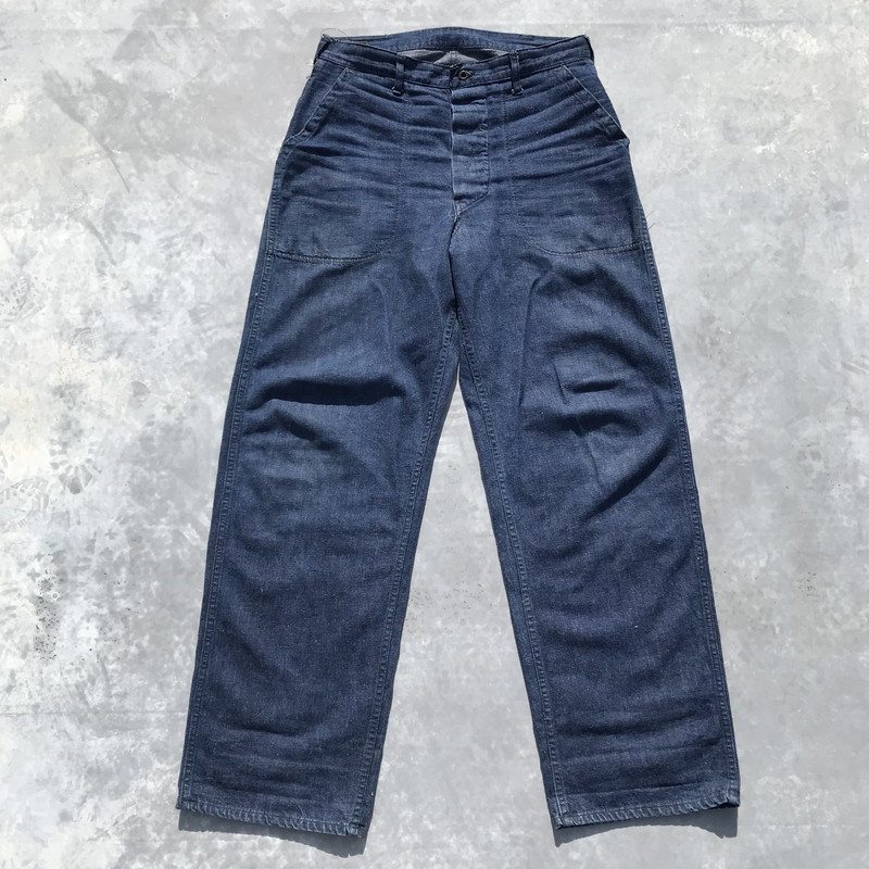 U.S.NAVY 【men730H】 40's 50's デニムトラウザーズ WW II 大戦 月桂樹ボタン 濃紺 希少 インディゴ メンズ W34位 ヴィンテージ VIN AG