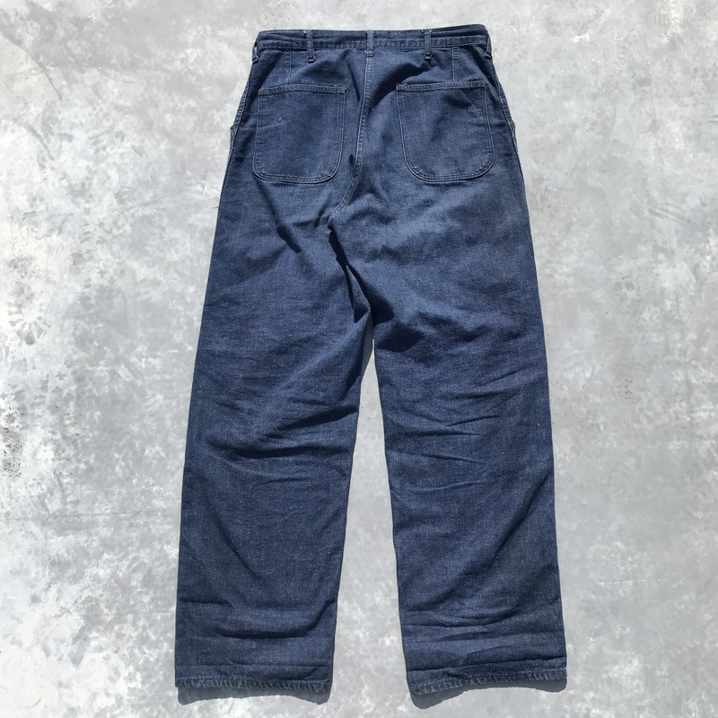 U.S.NAVY 【men730H】 40's 50's デニムトラウザーズ WW II 大戦 月桂樹ボタン 濃紺 希少 インディゴ メンズ W34位 ヴィンテージ VIN AG