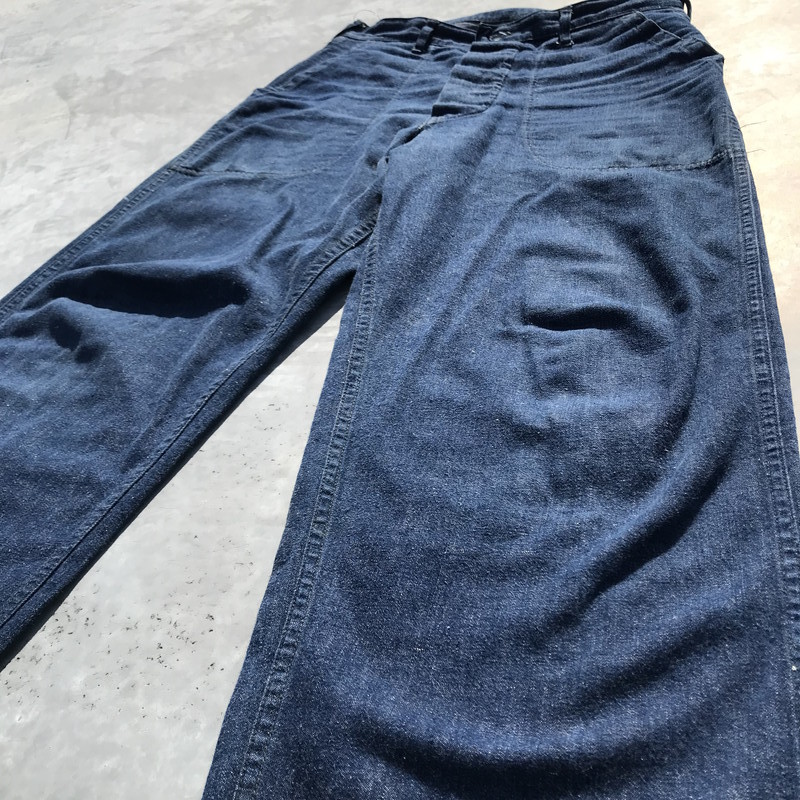 U.S.NAVY 【men730H】 40's 50's デニムトラウザーズ WW II 大戦 月桂樹ボタン 濃紺 希少 インディゴ メンズ W34位 ヴィンテージ VIN AG