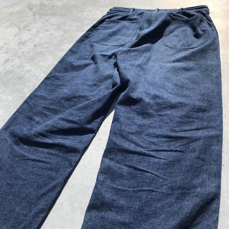 U.S.NAVY 【men730H】 40's 50's デニムトラウザーズ WW II 大戦 月桂樹ボタン 濃紺 希少 インディゴ メンズ W34位 ヴィンテージ VIN AG