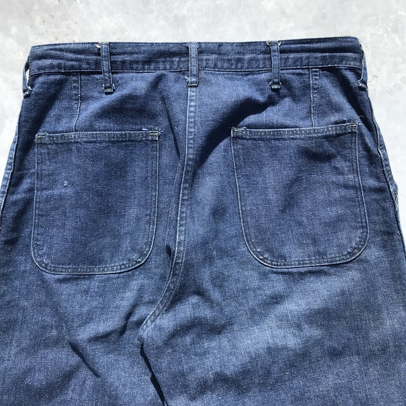 U.S.NAVY 【men730H】 40's 50's デニムトラウザーズ WW II 大戦 月桂樹ボタン 濃紺 希少 インディゴ メンズ W34位 ヴィンテージ VIN AG