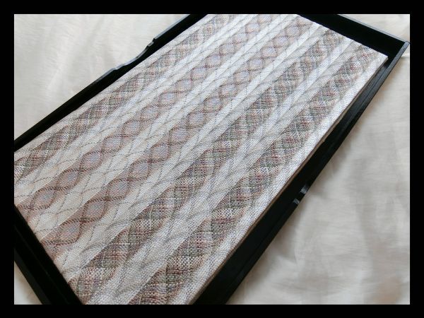 逸品□正絹□豪華組織全通柄袋帯□白ピンク水色茶色グレー金