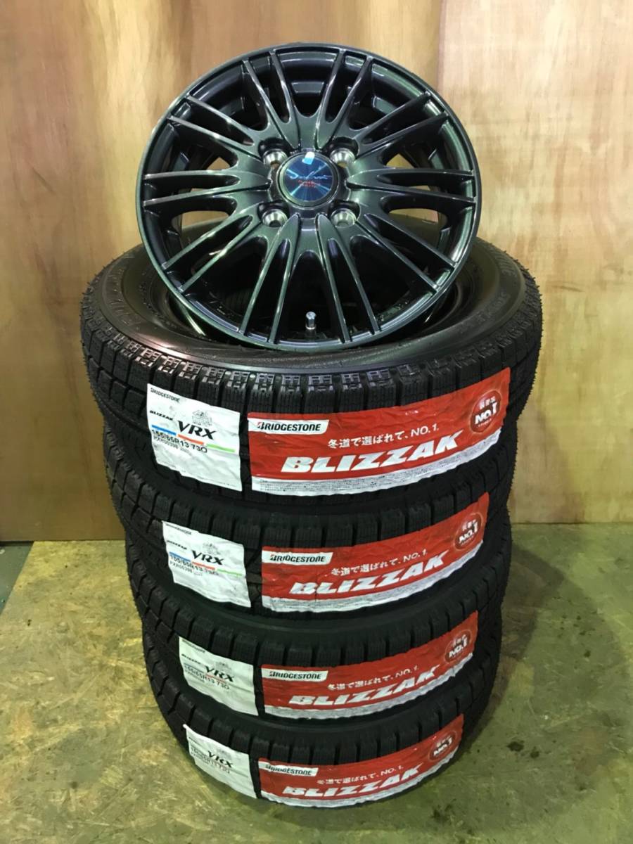 大人気，限定セール スタッドレス＆アルミホイールセット 155/65R13 ブリヂストンVRX 2018年製(スタッドレスタイヤ)｜売買されたオークション情報、yahooの商品情報をアーカイブ公開 - オークファン 4穴