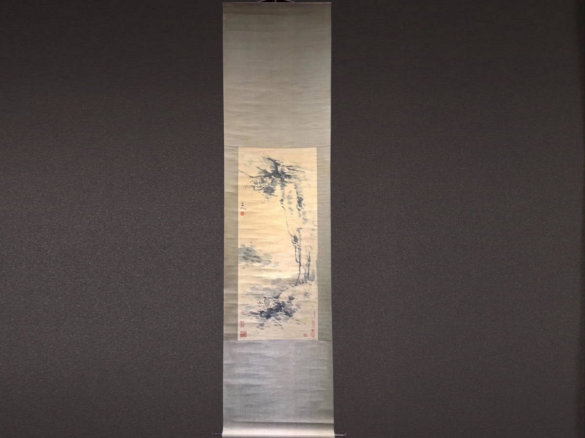 ◇厳◇伝来 中国書法 清代書画家『八大山人・山水図』肉筆紙本 掛け軸 