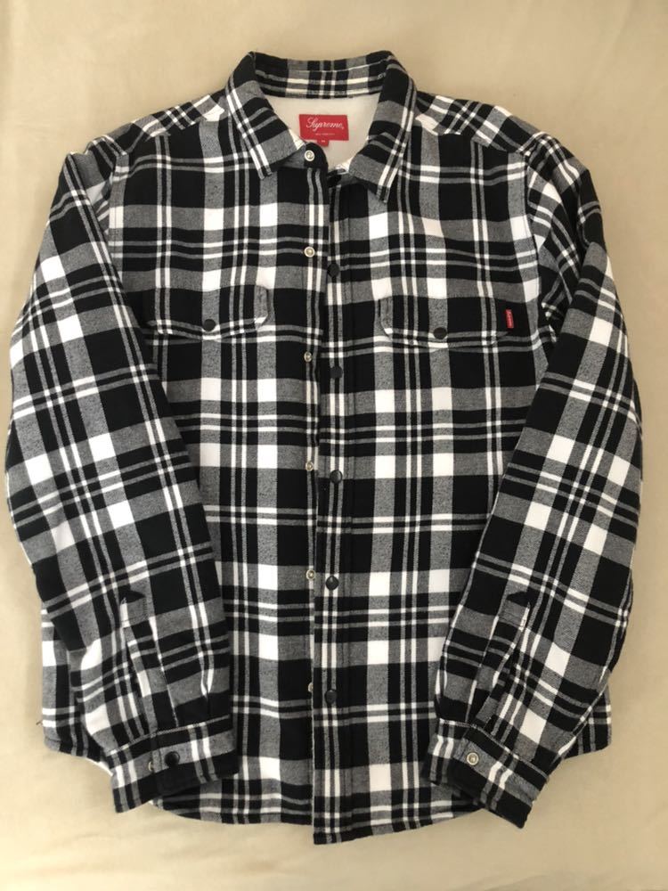 16aw Supreme Pile Lined Plaid Flannel Quilted M boxlogo slogo Arc
