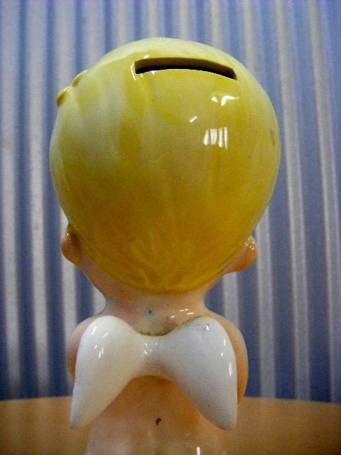 美品 内藤ルネ エンジェル 天使 陶器製貯金箱③ 昭和レトロ 内藤ルネ