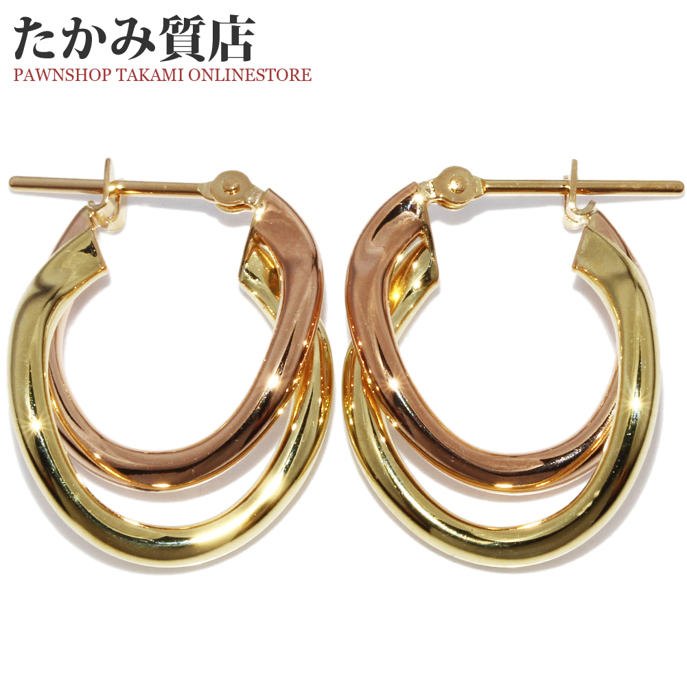 中古 K18YG/K18PG フープピアス 【公式通販】