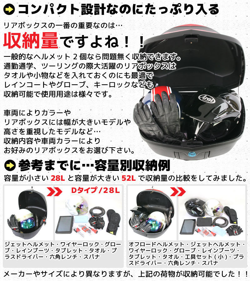 バイク用 48L 大容量 LEDテールランプ/ストップランプ付き リアボックス ベース付き 無塗装ブラック Gtype FJR1300 FJ1100 FJ1200 GTS1000