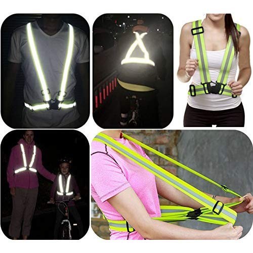 自転車用品！ 反射ベスト 安全 ベスト ライト リフレクター ベルト リフレクション チョッキ 伸縮素材 ショルダー スト:968_6