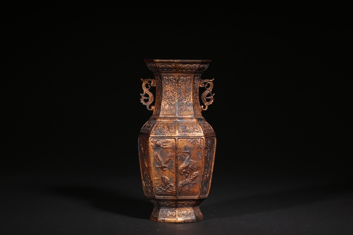 灰釉刻花鳥文双耳壺 収蔵品詳細 作品を知る 東京富士 CE482 文化遺産