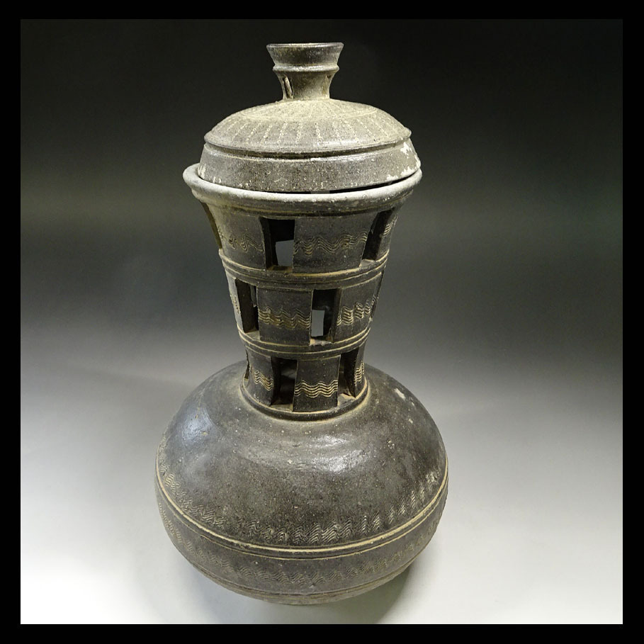 緑屋□i9*5 時代物 須恵器 土器 長頸壺 高約30cm 発掘 011116 #100