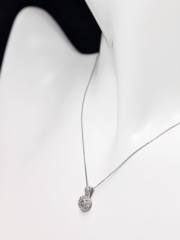 1円～最落無 天然ダイヤモンド 計0.45ct/一粒ダイヤ 0.17ct，プラチナ 輝く 胸元のナイスアクセント！ダイヤ ペンダント