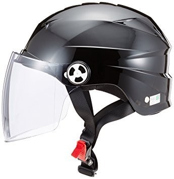 ★厳選★リード工業 バイクヘルメット ハーフ シールド付 ブラック RE41 LL (頭囲 61cm-62cm未満)★