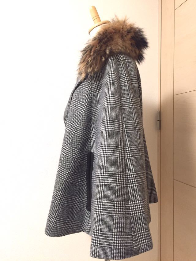 LoisCRAYON ロイスクレヨン ポンチョ ファー コート ケープ チェック