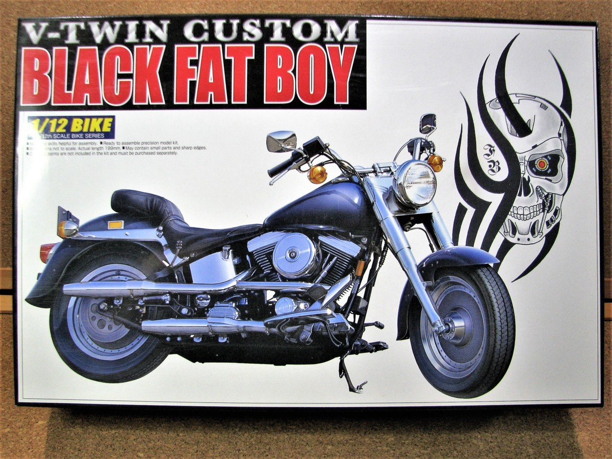 【最安値，送料無料】 アオシマ 1/12 バイクシリーズ No.89 V-TWIN CUSTOM ブラックファットボーイ プラモデル(ハーレーダビッドソン)｜売買されたオークション情報、yahooの商品情報をアーカイブ公開 - オークファン ハーレーダビッドソン