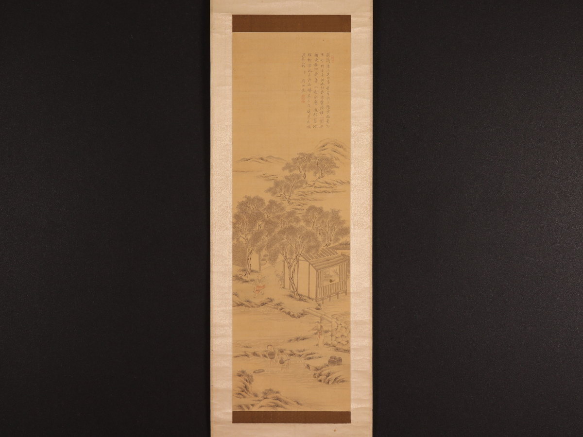 模写】【伝来】本田家旧蔵品一括 n3843〈田能村竹田〉山水画賛 田能村
