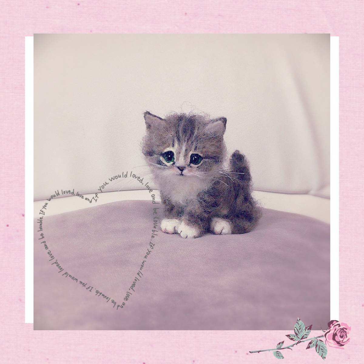 welina*羊毛フェルト猫/キジトラ白の子猫ちゃん/ミニチュアサイズ