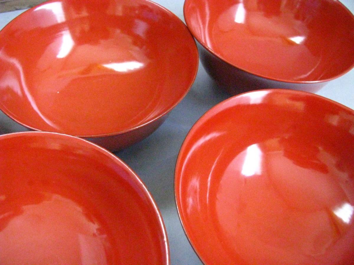 ☆金蒔絵朱と松の図吸い物椀六客☆大正十五年木製漆器☆骨董☆№492