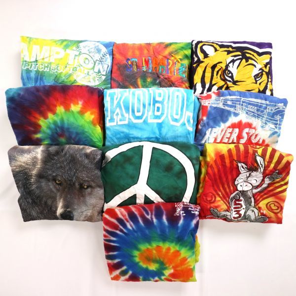 ◎ USA古着卸 タイダイ Tシャツ 半袖 柄物 プリント ( サイズ M - XL ) 大きいサイズ 10枚セット まとめ売り 最落なし 1円スタート T1964