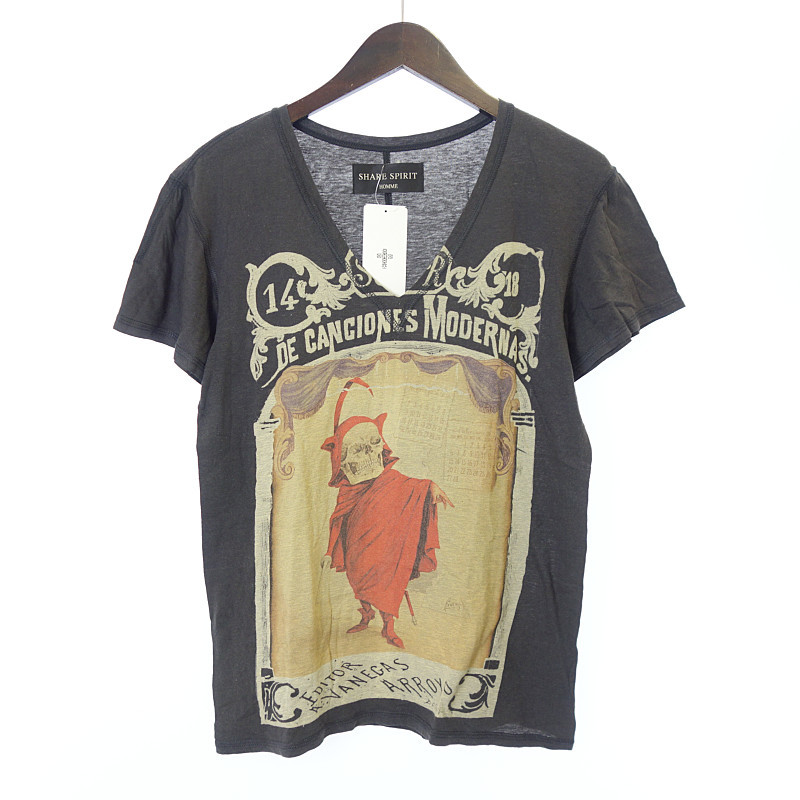 シェアスピリット/SHARE SPIRIT HOMME デビットスカル Vネック Tシャツ