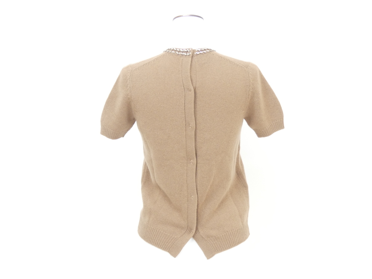 PRADA ニットトップス 38 キャメル カシミヤ#ビジュー付#背中ボタン '14年商品