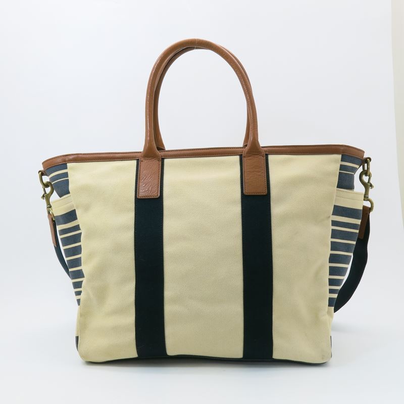 買蔵/1円～/美品 コーチ トートバッグ ブラウン ネイビー アイボリー 