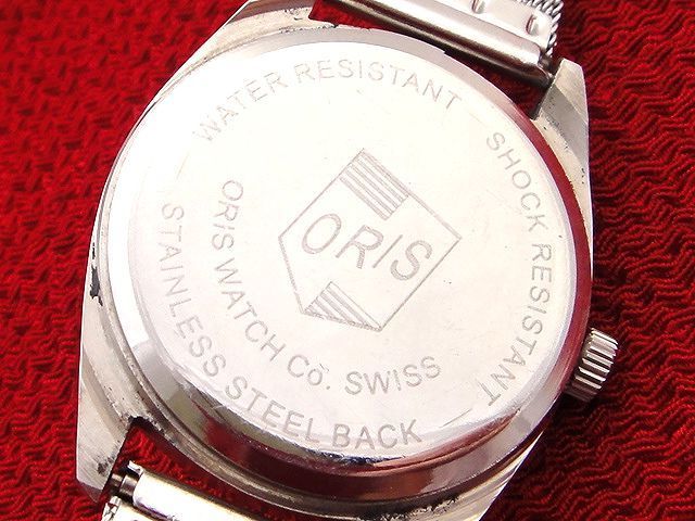 良品★ORIS ローマ数字 スイス製 17石使用 手巻き腕時計 バンド付 メンズ男性用 シルバーカラー ビンテージウォッチ