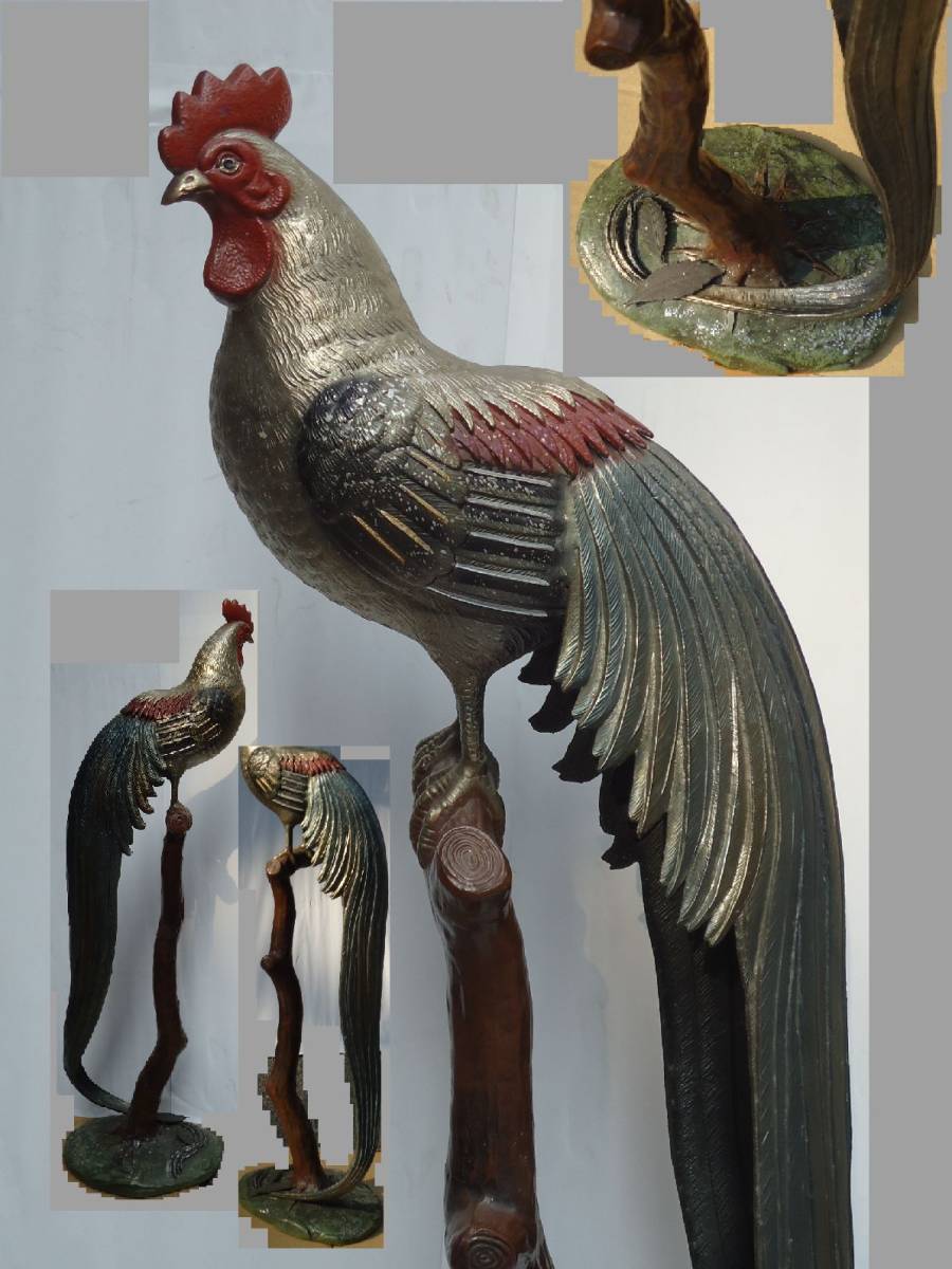 尾長鶏 工芸品 ( モダン 品 尾長鶏（アート・美術品・骨董品・民芸品