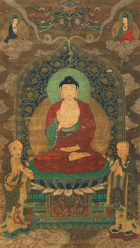 仏教美術 古美術 釋迦三尊 仏画 掛け軸 【公式通販】