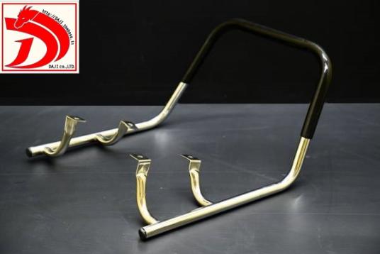 新品 ゼファー400Χメッキ タンデム バー 黒/ちょいロング ゴム巻き