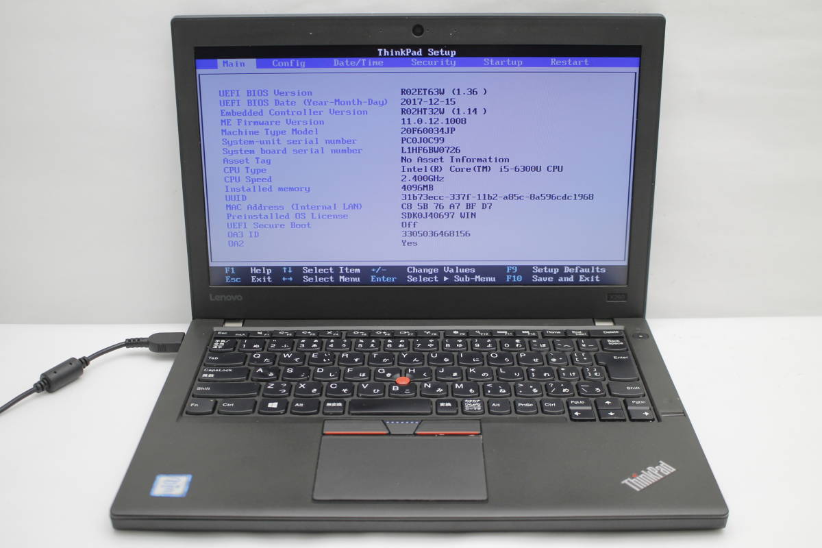 ジャンク lenovo ThinkPad X260 Core i5 6300U 2.40GHz 4GB 500GB 
