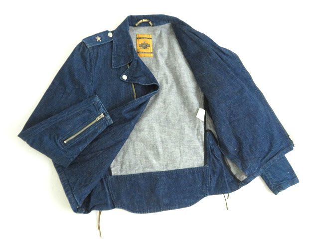 良品▲正規品 日本製 ショット BC09SS166YS ワンスター 星スタッズ デニム ダブル ライダースジャケット／ブルゾン インディゴ 36