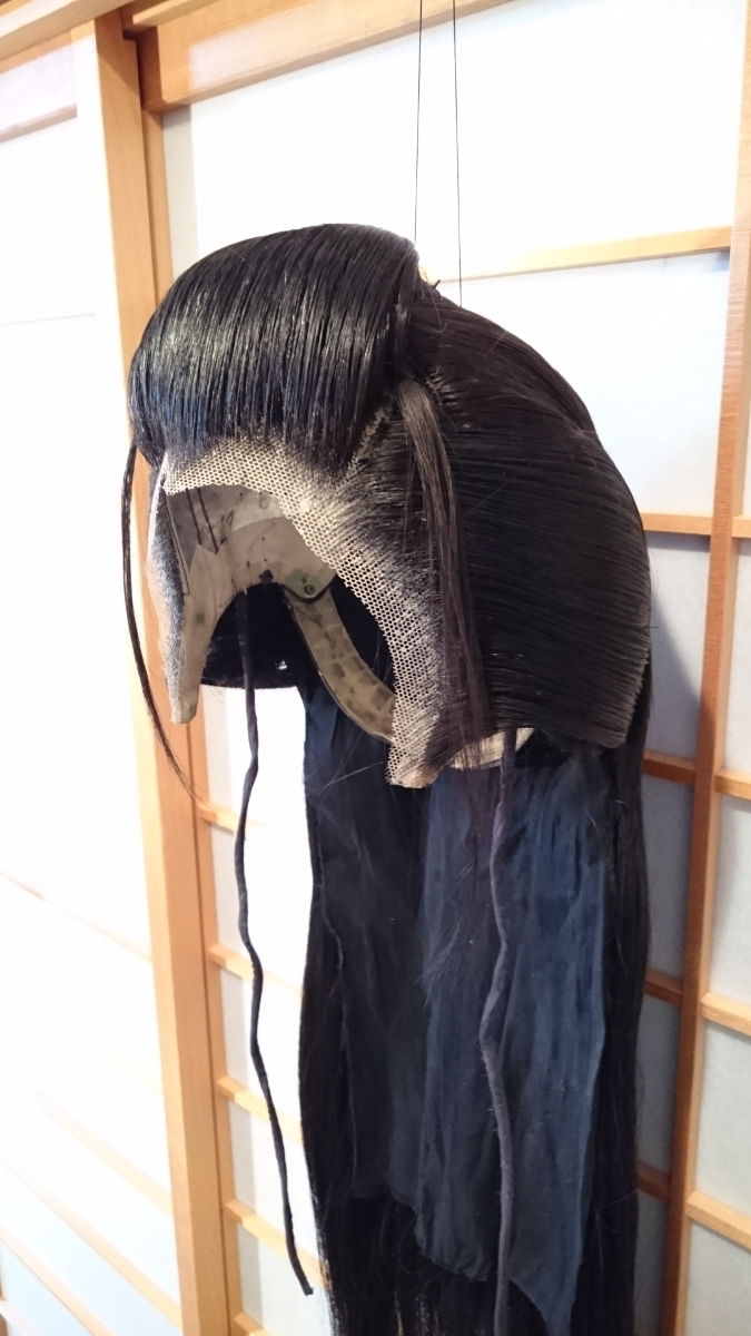 辰巳7号サイズ、洗い髪(髪長め)中古舞踊かつら、日本髪かつら、大衆