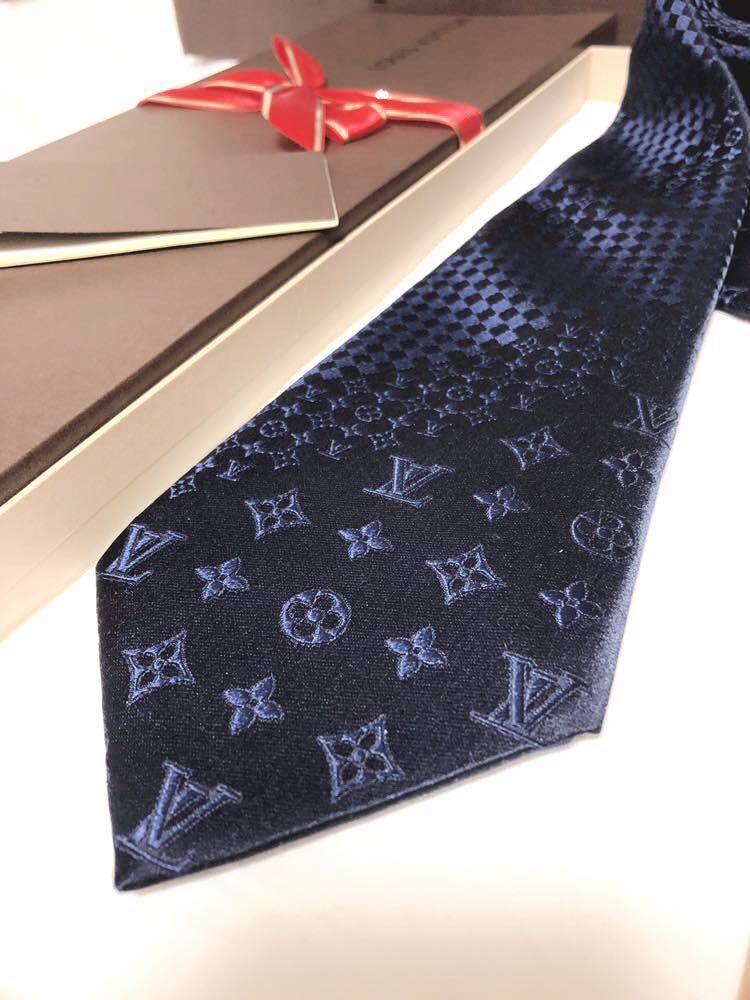 新品未使用 ルイヴィトン クラヴァット ミックスモノグラム ネクタイ 定価3万 ネイビー
