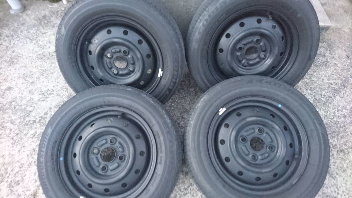 155-70-13 エコピア 鉄ホイールセット 中古 0 70r13 ホイール 1 2 ホワイト