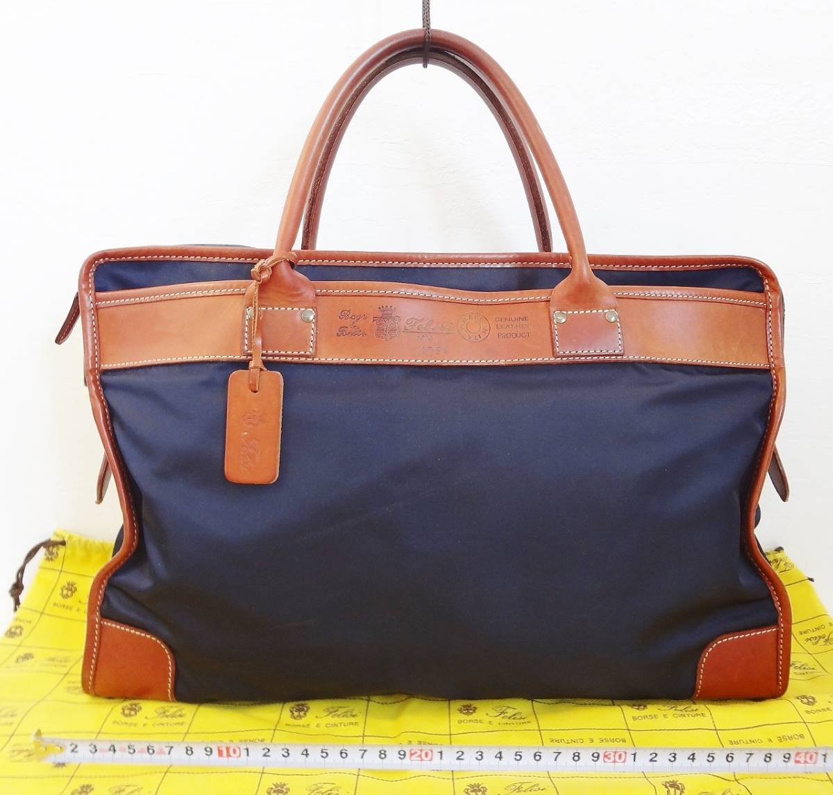 【希少　7.2万円】 Felisi/フェリージ ブリーフケース/ビジネスバッグ 1754 ネイビー×ブラウン/ナイロン×レザー