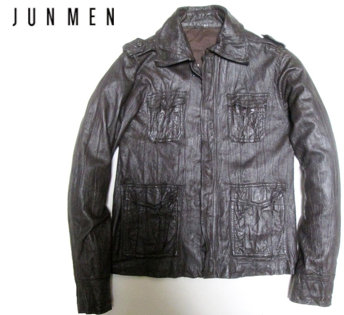 JUN MEN ジュンメン 裏地スカルプリント レザージャケット 本革(M 