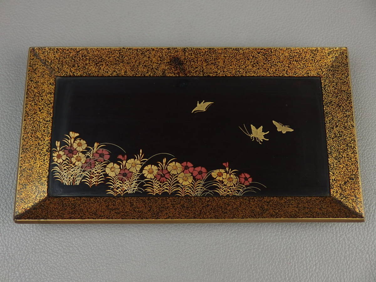 【骨董・茶道具】★古い 蒔絵 梨地★★花鳥文香盆 香道具 ペン皿 am054sl1 ★必ずここをクリックして画像をご確認下さい