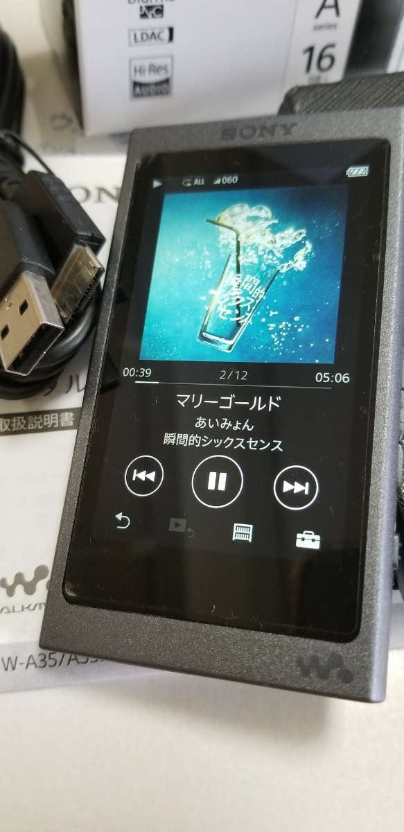 新作，品質保証 ソニー NW-A35 16GB タッチパネル ハイレゾ対応 グレイッシュブラック ブラック Bluetooth ノイズキャンセリング microSD対応(本体)｜売買されたオークション情報、yahooの商品情報をアーカイブ公開 ソニー