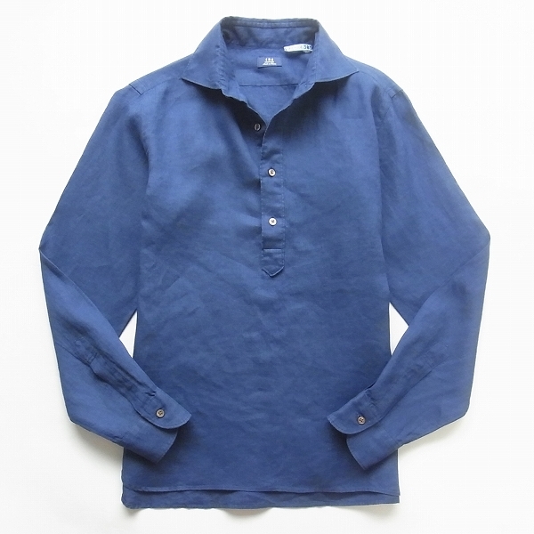 鎌倉シャツ＊134◆ Ｍ ◆ワイド◆紺 ネイビー◆麻100%＊リネンプルオーバー＊カプリシャツ＊リゾートスタイル