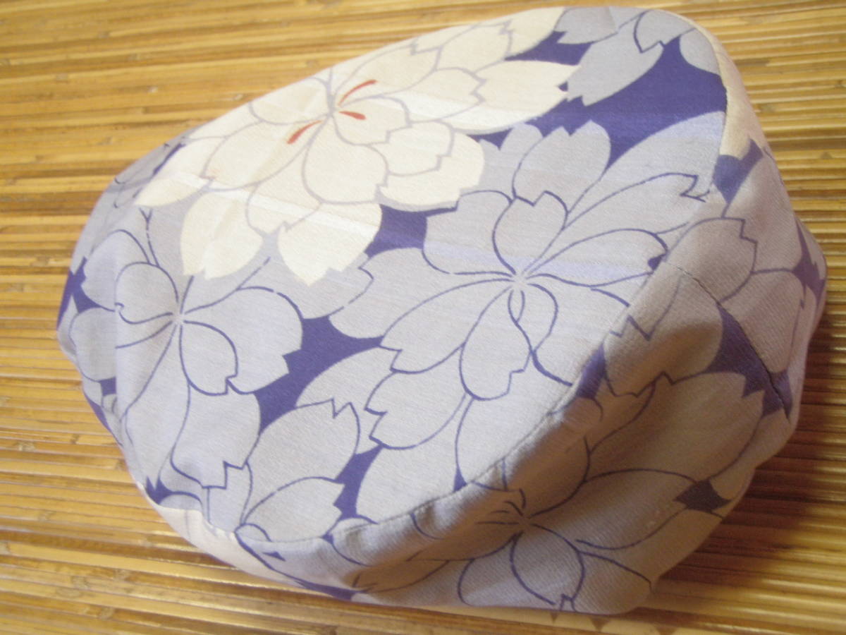 m0728 着物リメイク 正絹 アンティーク 古布 銘仙 ハンチング 手作り ハンドメイド 57センチ