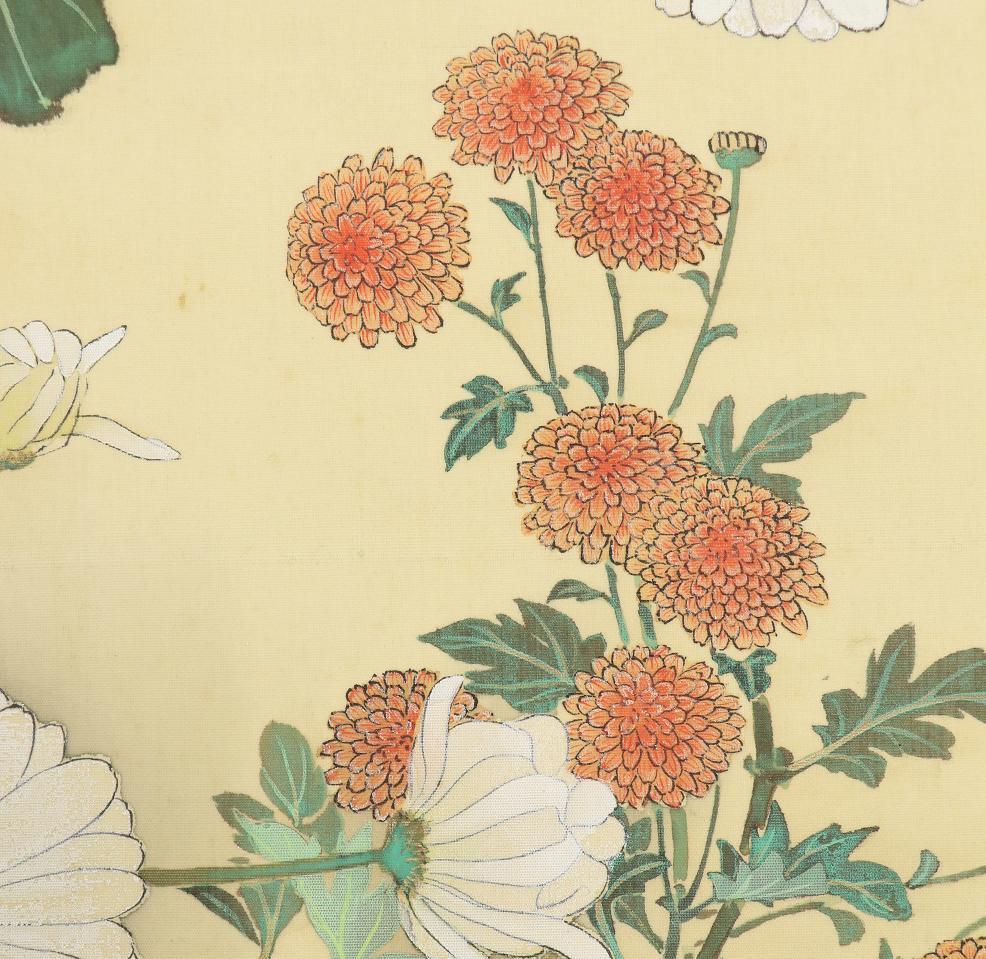 真作】◇小野隆畝◇大幅◇菊花図◇岩手県◇師：荒木十畝◇肉筆◇絹本