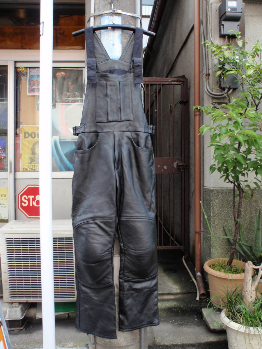 メンズ 本革 レザーパンツ サロペット レザーオーバーオール ライダー