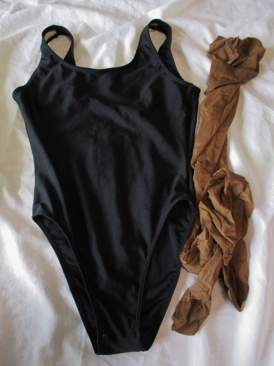 リサイクル品 つるつるMくらい エアロビインストラクター used 超ハイレグ ハイカットレオタード 光沢スルーパンスト 薄手ブライトタイツ _1