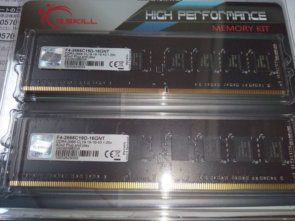 G.Skill ジースキルメモリー pc4-2666 8x2=16GB パーツ コンピュータ