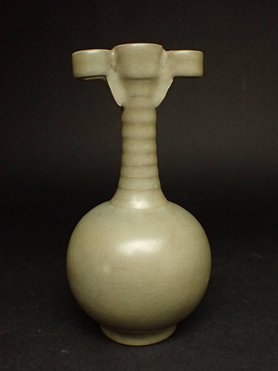 中国古玩 青磁 双耳 花瓶 高約30cm 唐物 時代物 t92559 公式通販