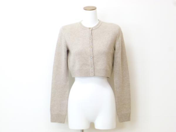 Sランク FOXEY カシミヤカーディガン 40 ナチュラル キラキラボタン '16年商品 36689