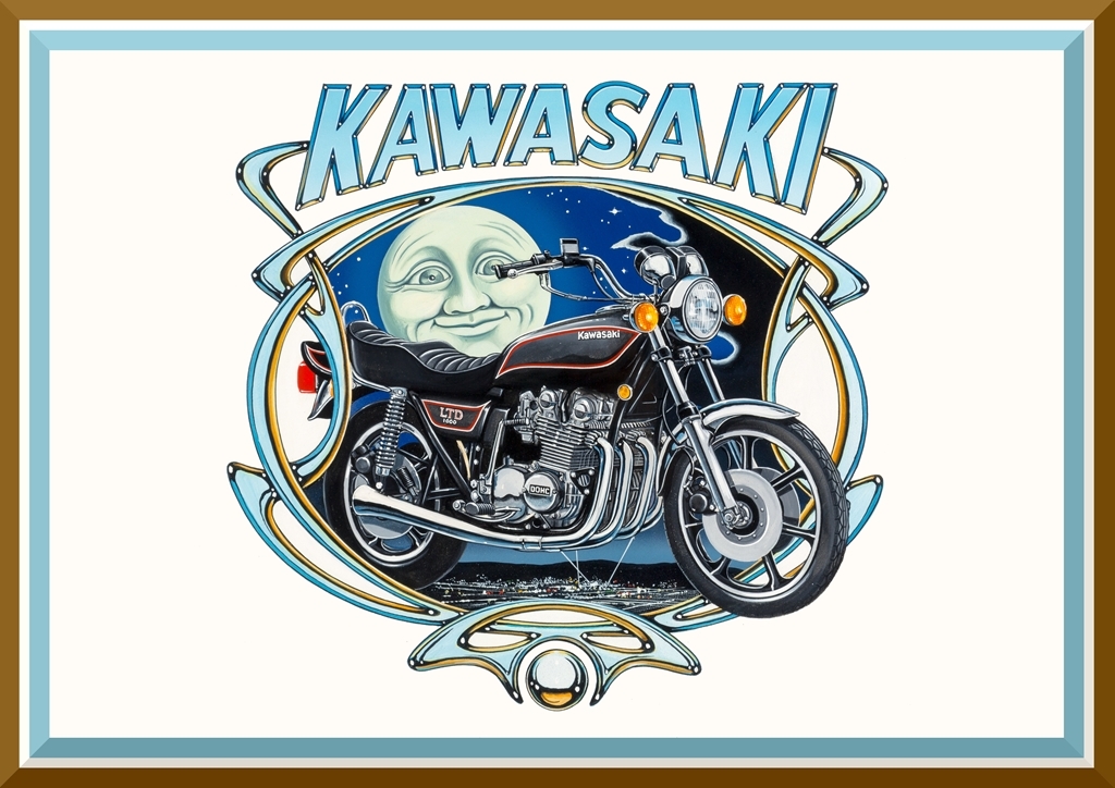 ☆David Mann 70年代バイクアートポスター4枚セット『Kawasaki Z1000