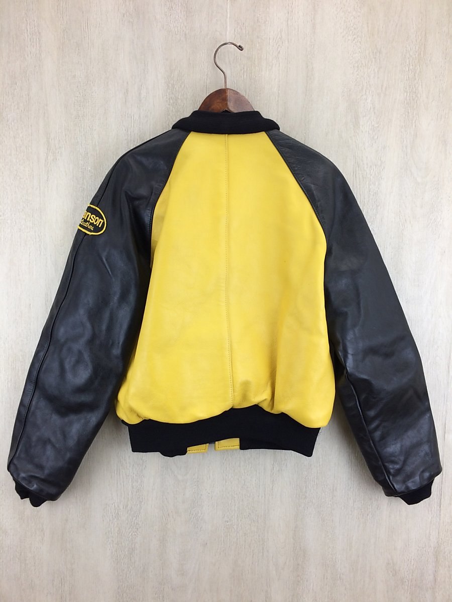 美品　vanson ブルゾン　ジャケット 黒/黄色 バンソン VANSON ブルゾン ジャケット レザー ジップアップ 38 黒 紺