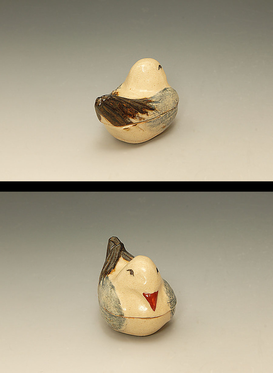 ☆星夢☆IK27 白井半七 隅田川焼 都鳥 香合 茶道具 共箱 陶芸 京焼